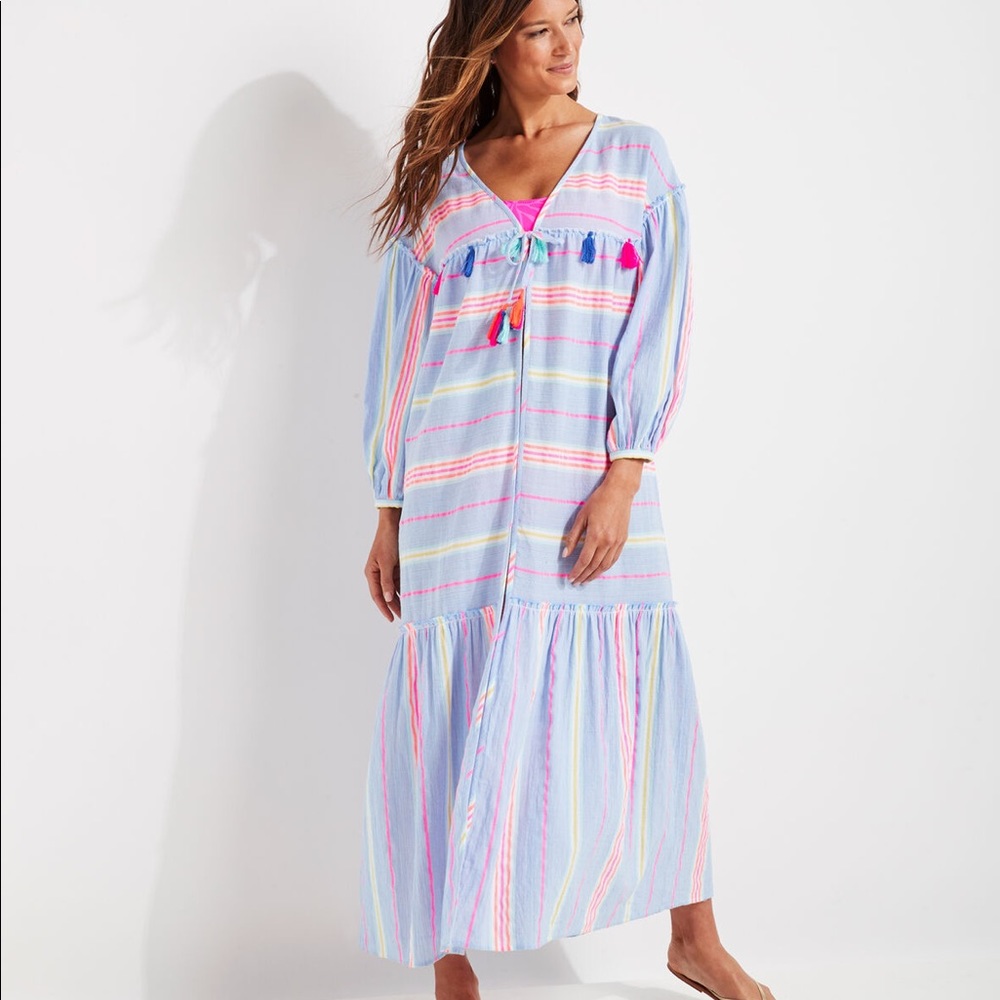 Vineyard Vines beachy stripe tie-front cover-up